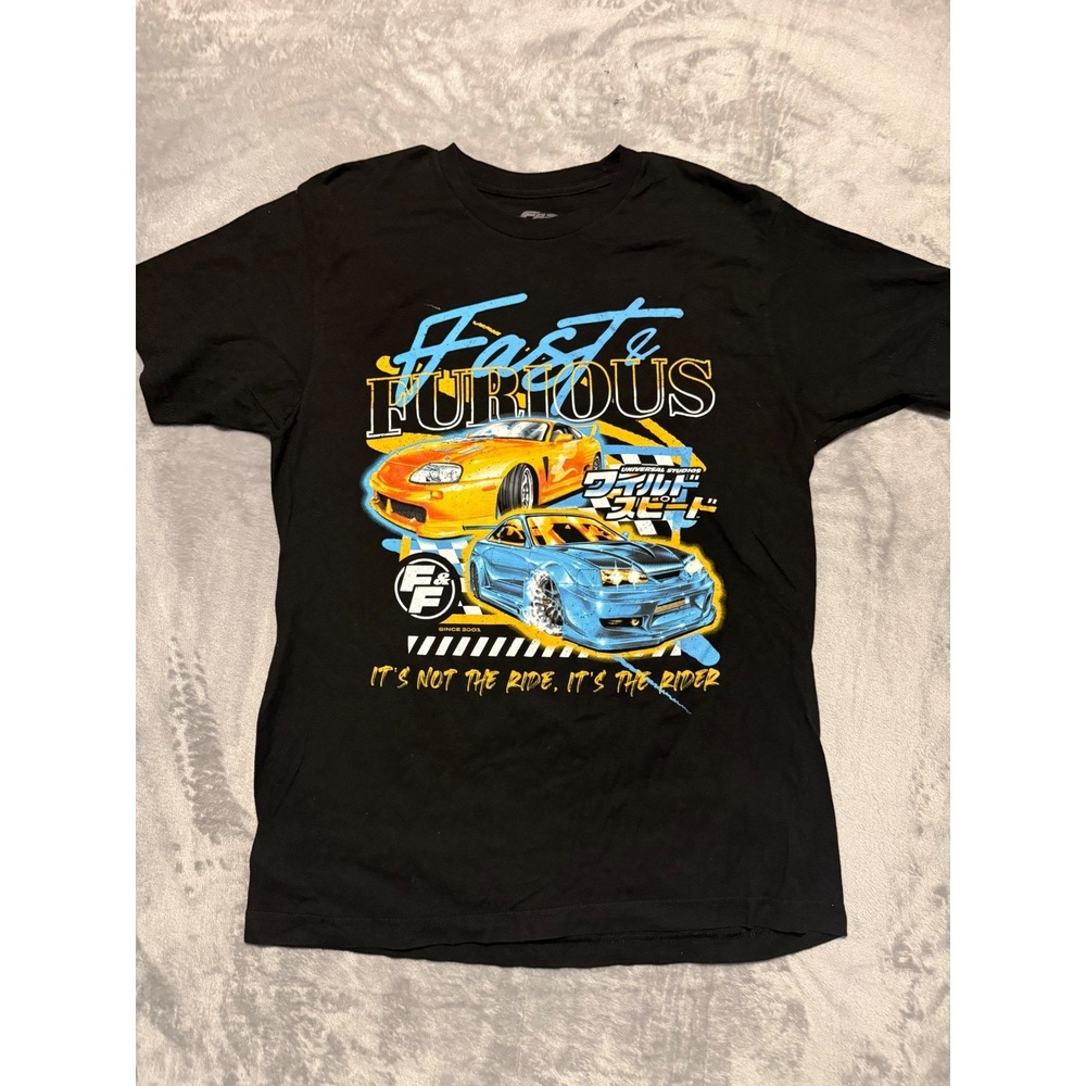 Universal Studios T-Shirt Mens Large Black Fast & Furious Graphic Supra Skyline